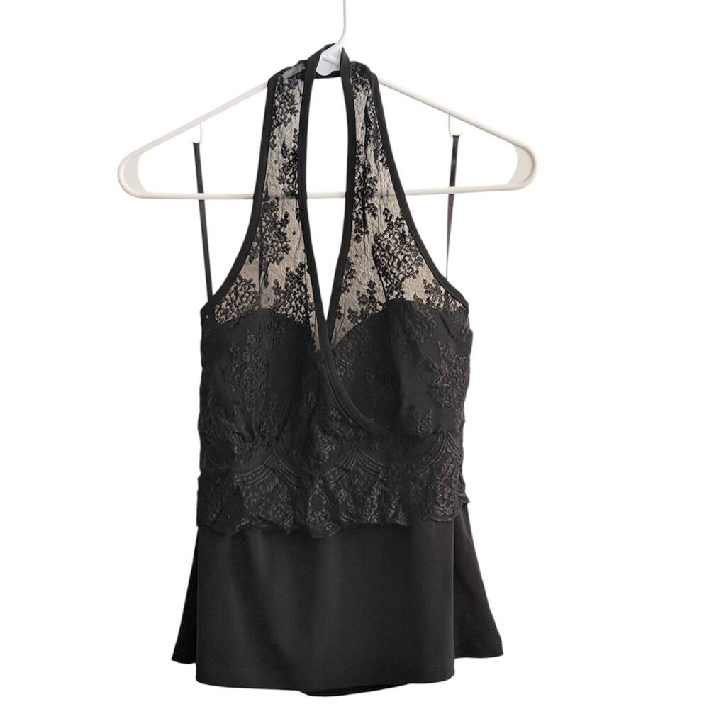 White House Black Market Black Lace Halter Top